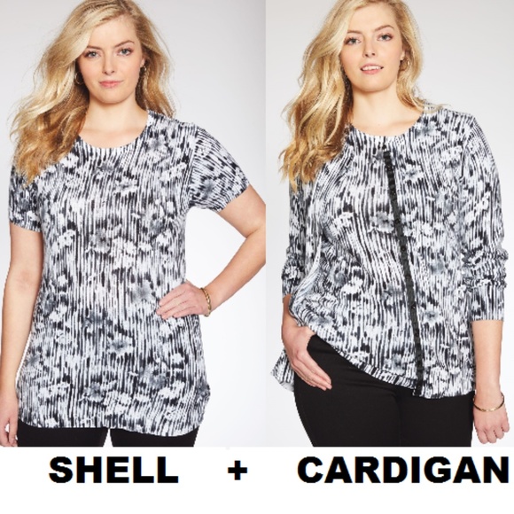 NWT 2 piece set cardigan + short sleeve shell - Picture 6 of 8